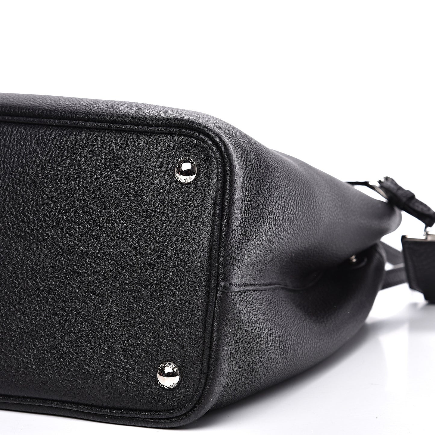 Vitello Daino Medium Double Bag Black Celeste