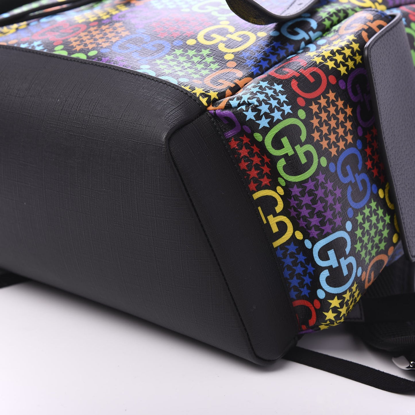 GG Supreme Monogram Psychedelic Medium Double Buckle Backpack Black Multicolor