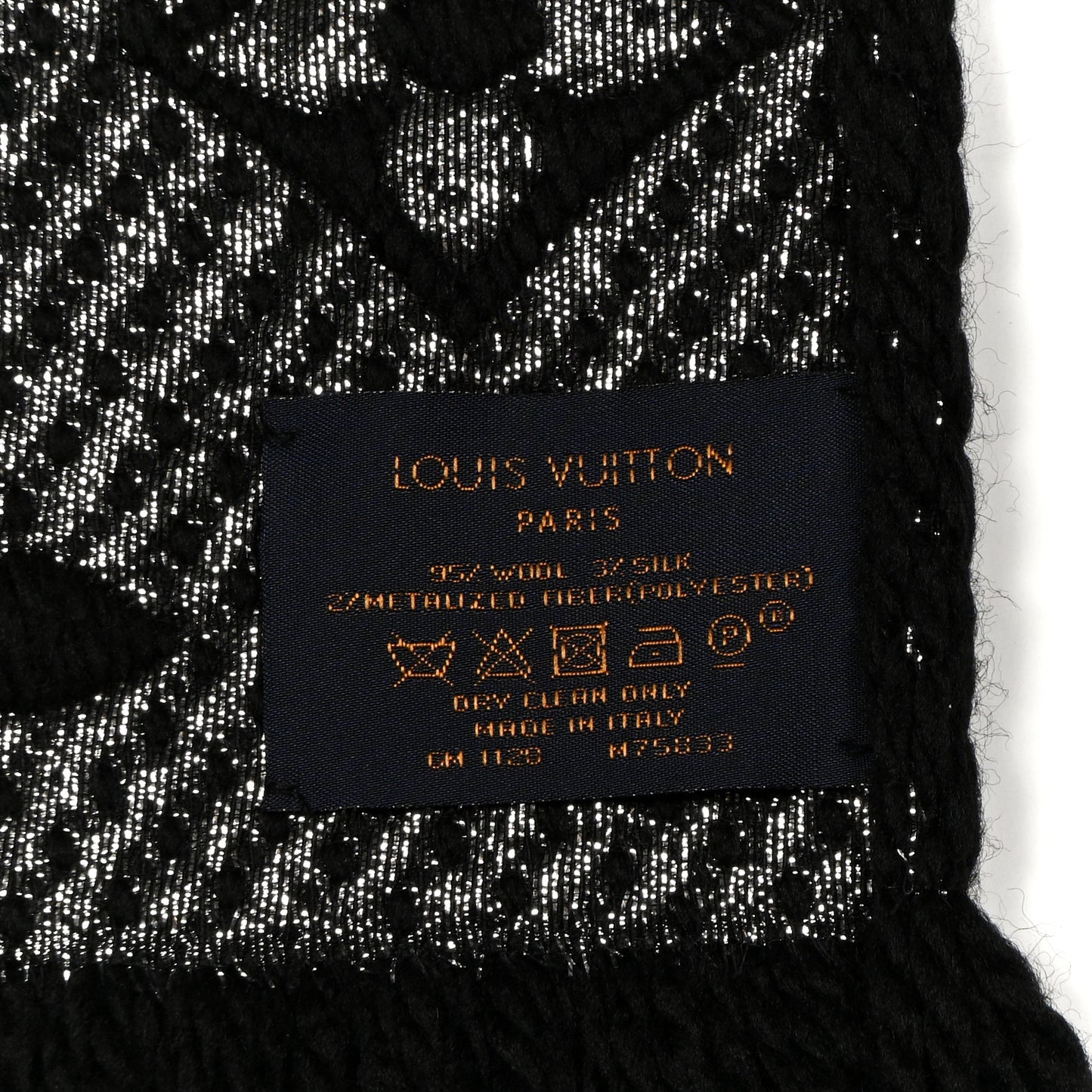 Wool Silk Logomania Shine Scarf Black