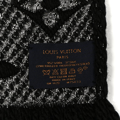 Louis Vuitton Wool Silk Logomania Shine Scarf Black 3 of 3