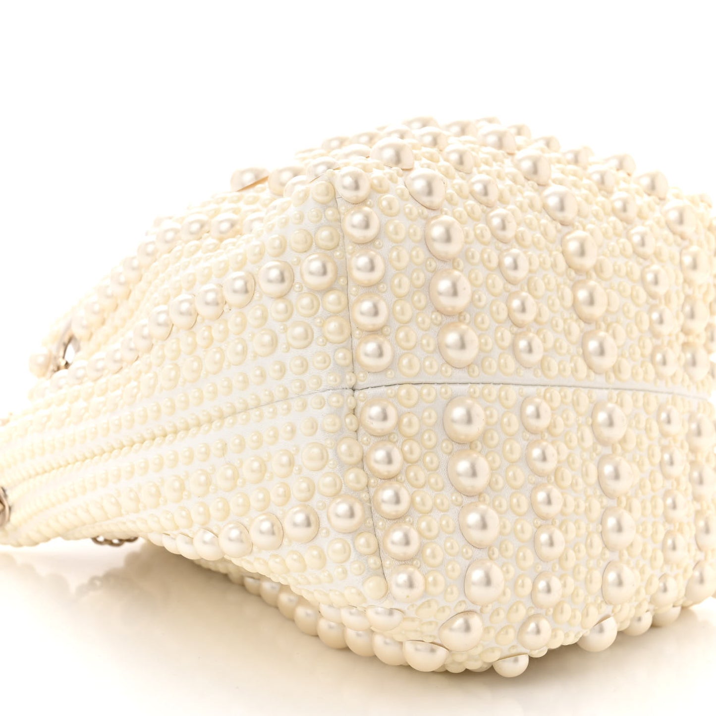 Satin Pearl Embellished Mini Bon Bon Bag White