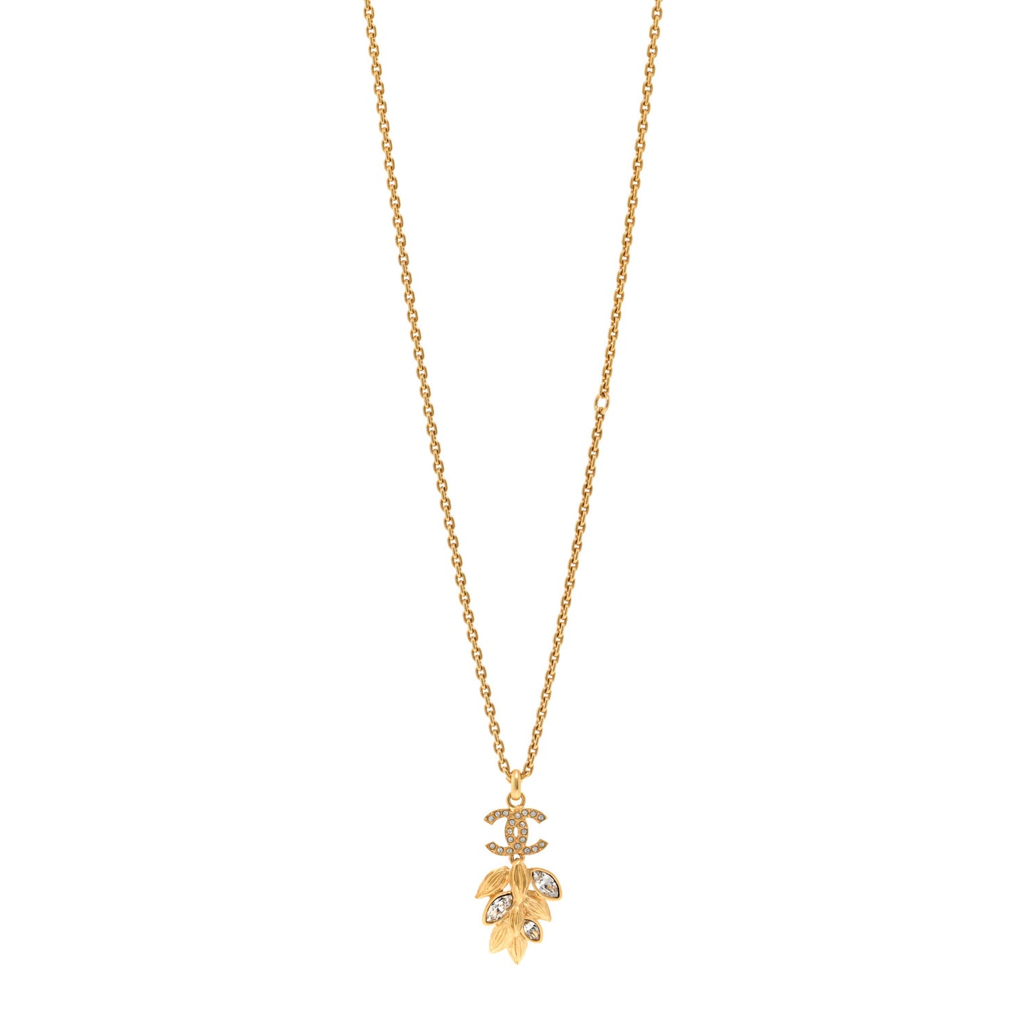 Crystal Sparkling Wheat CC Necklace Gold