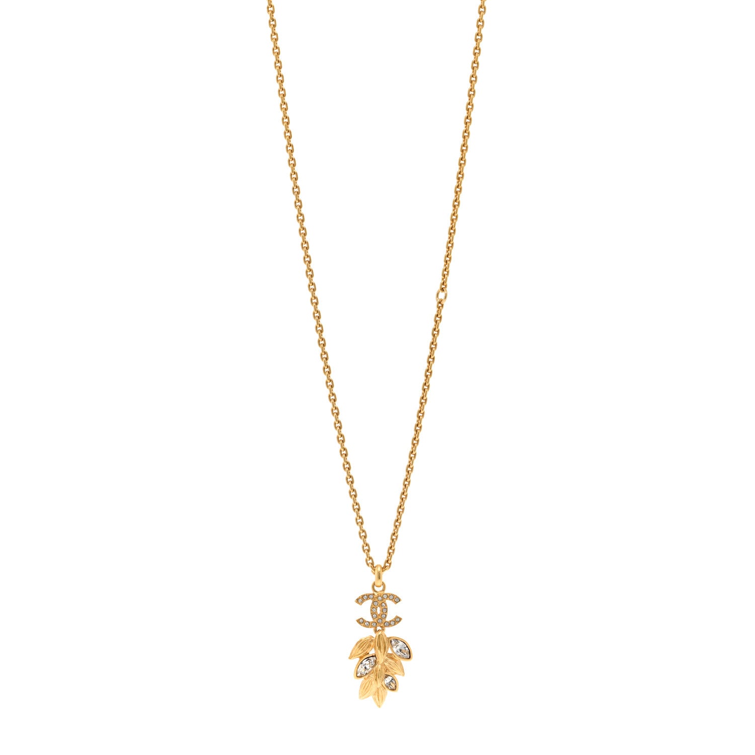 Chanel Crystal Sparkling Wheat CC Necklace Gold 1 of 6