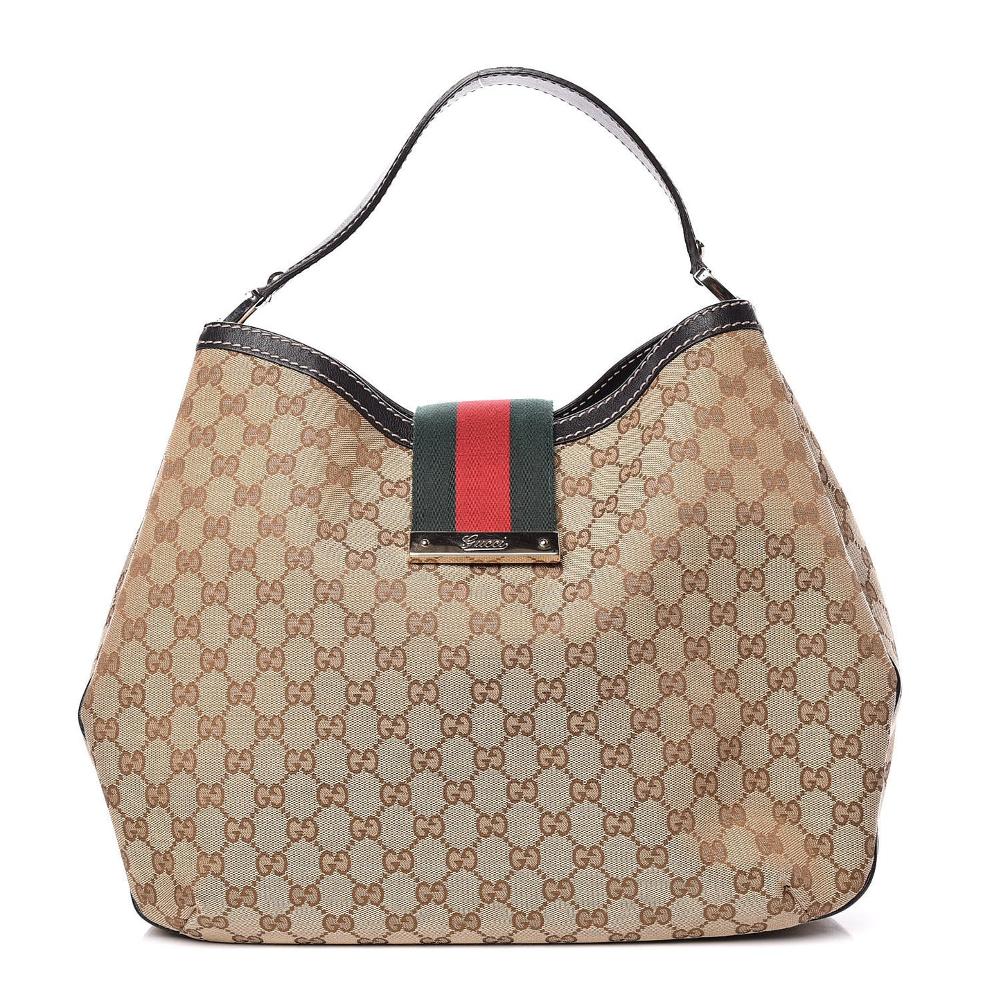 Monogram Large New Ladies Web Hobo Dark Brown