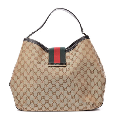 Gucci Monogram Large New Ladies Web Hobo Dark Brown 1 of 10
