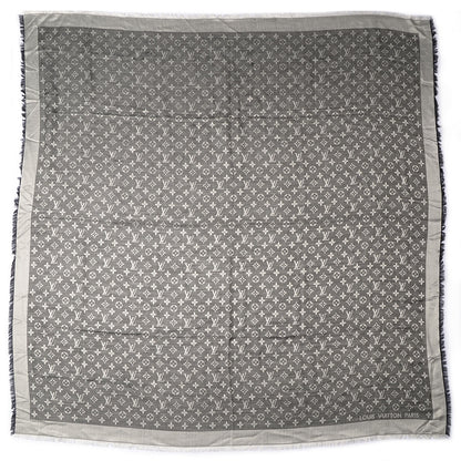 Louis Vuitton Wool Silk Monogram Denim Shawl Black 3 of 4