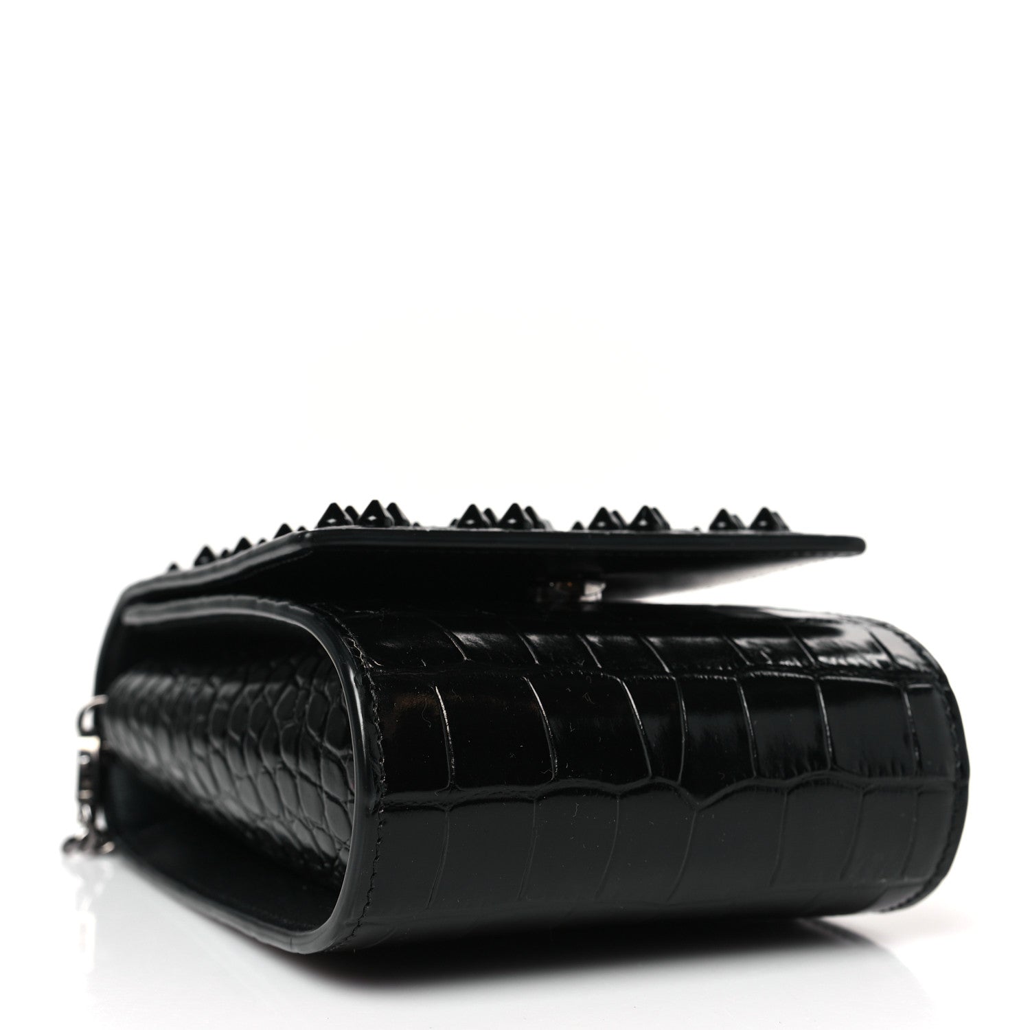 Christian Louboutin Crocodile Embossed Calfskin Spikes Loubinthesky Paloma Crossbody Phone Case Black 4 of 9