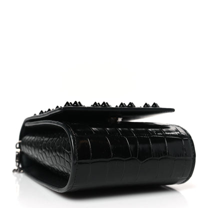 Christian Louboutin Crocodile Embossed Calfskin Spikes Loubinthesky Paloma Crossbody Phone Case Black 4 of 9