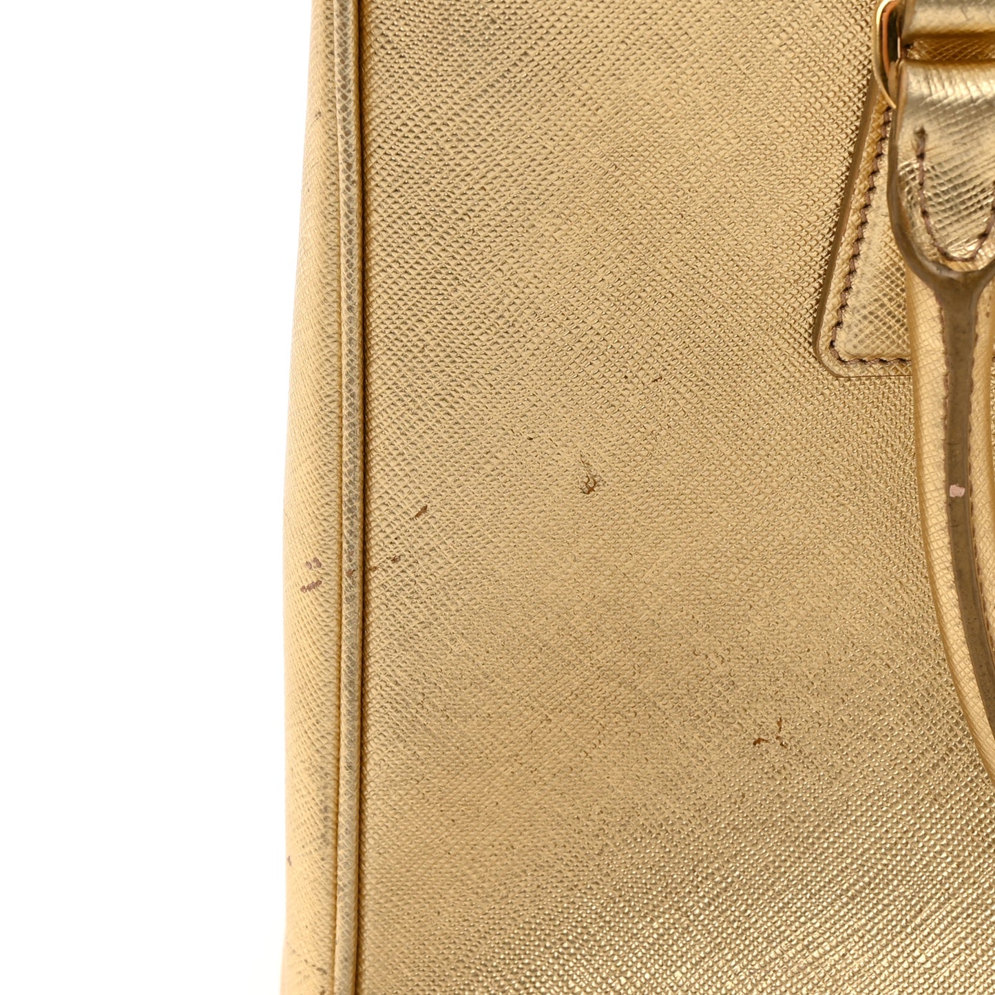 Metallic Saffiano Small Galleria Double Zip Tote Platino