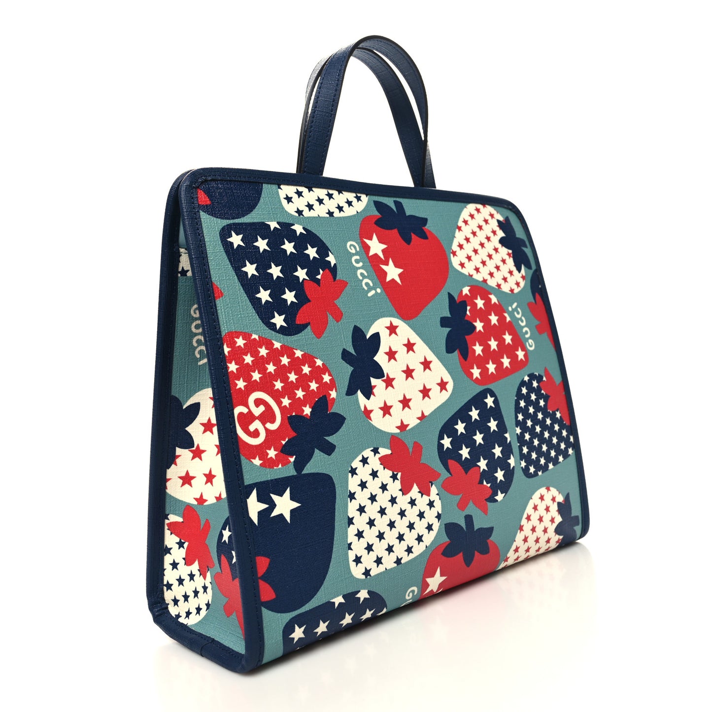 Coated Canvas Strawberry Stars Childrens Tote Red White Blue