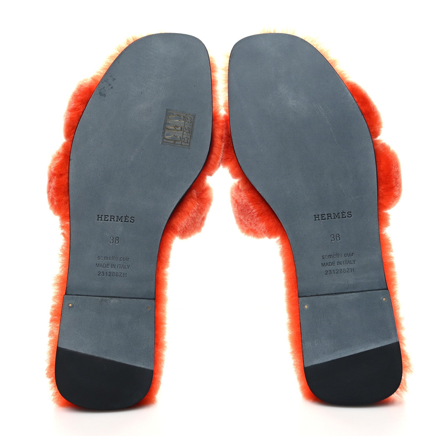 Hermes Woolskin Oran Sandals 38 Orange 5 of 7