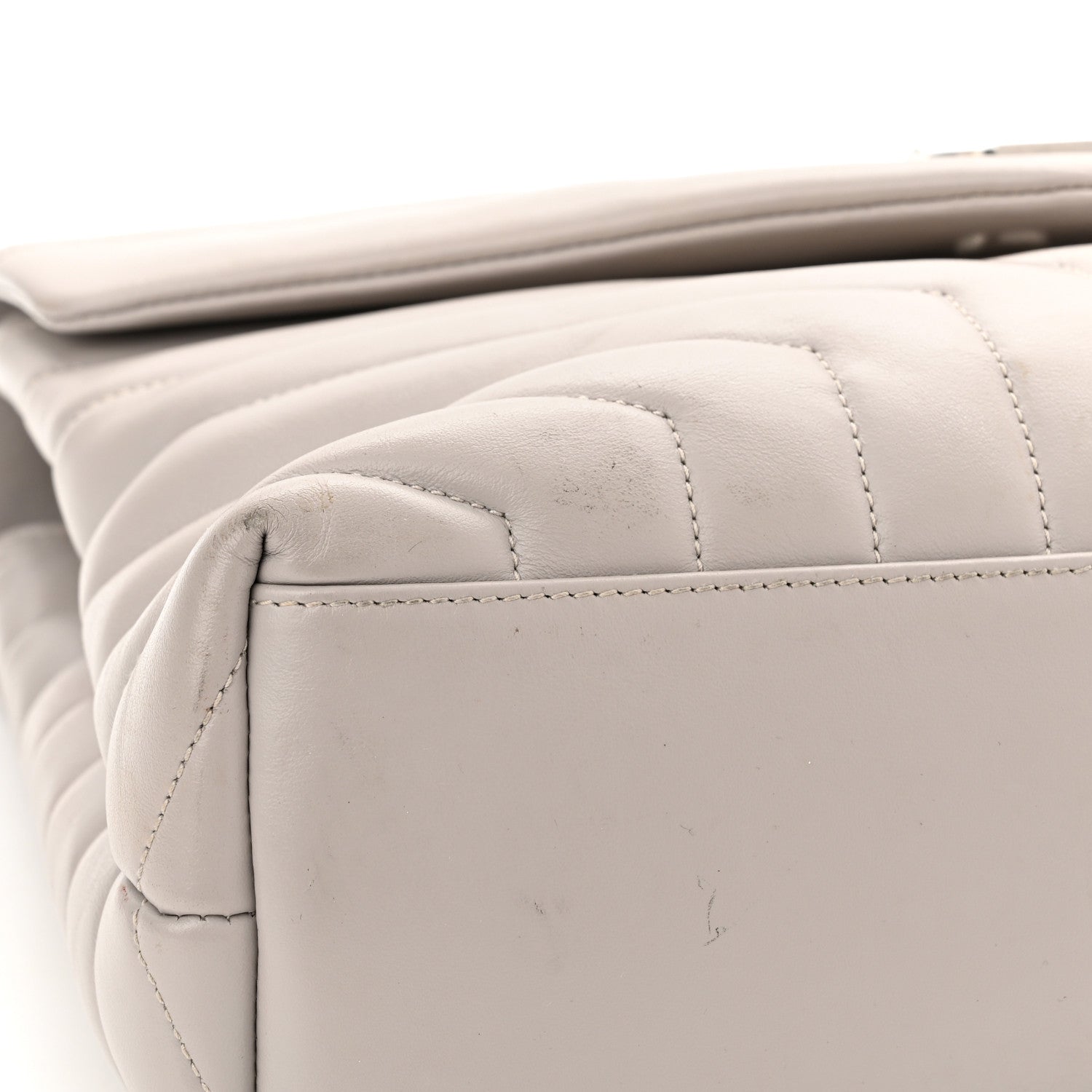Saint Laurent Calfskin Y Quilted Monogram Medium Loulou Chain Satchel Granite 14 of 15
