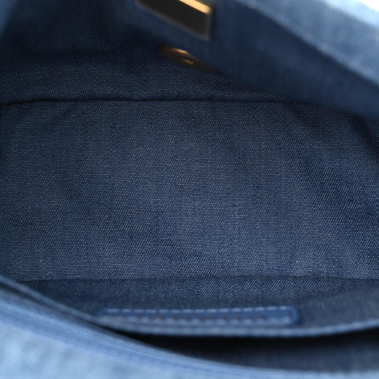 Denim Quilted Mini Pearl Crush Flap Blue