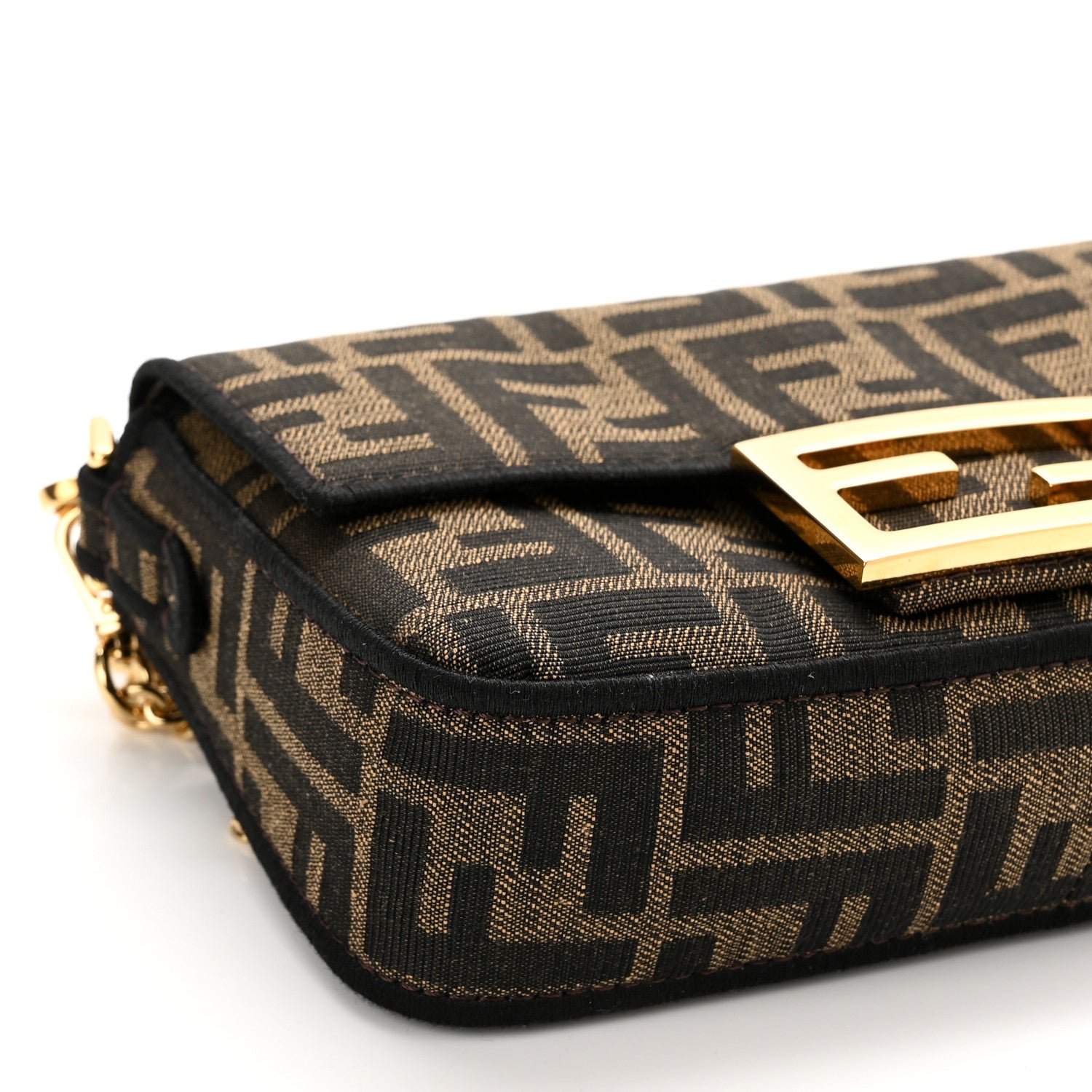 Fendi Fabric Jacquard FF 1974 Mini Baguette Tobacco Moro Black 10 of 11