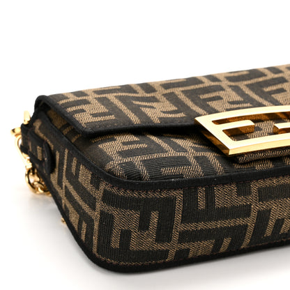 Fendi Fabric Jacquard FF 1974 Mini Baguette Tobacco Moro Black 10 of 11