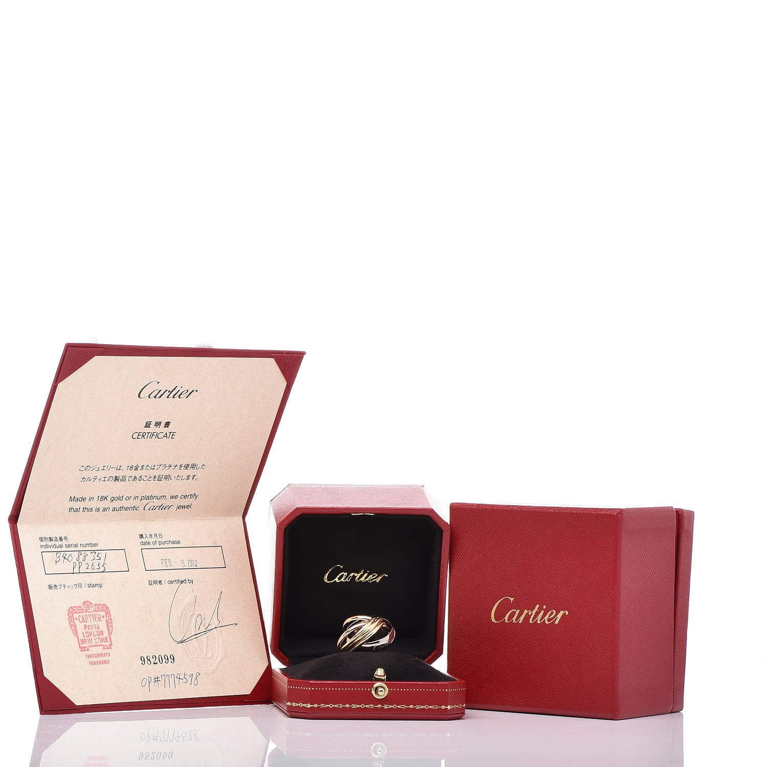 Cartier 18K Pink Yellow White Gold Diamond Trinity 6 Band Ring 51 5.75 5 of 5