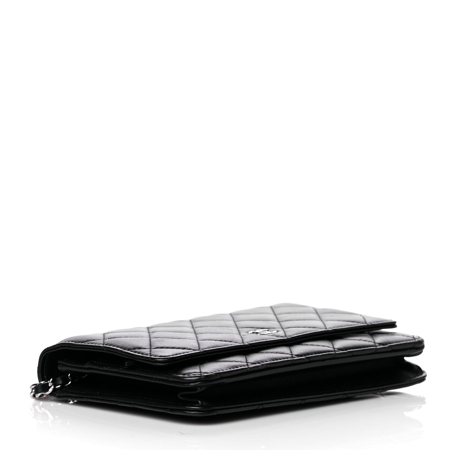 Lambskin Quilted Wallet On Chain WOC Black