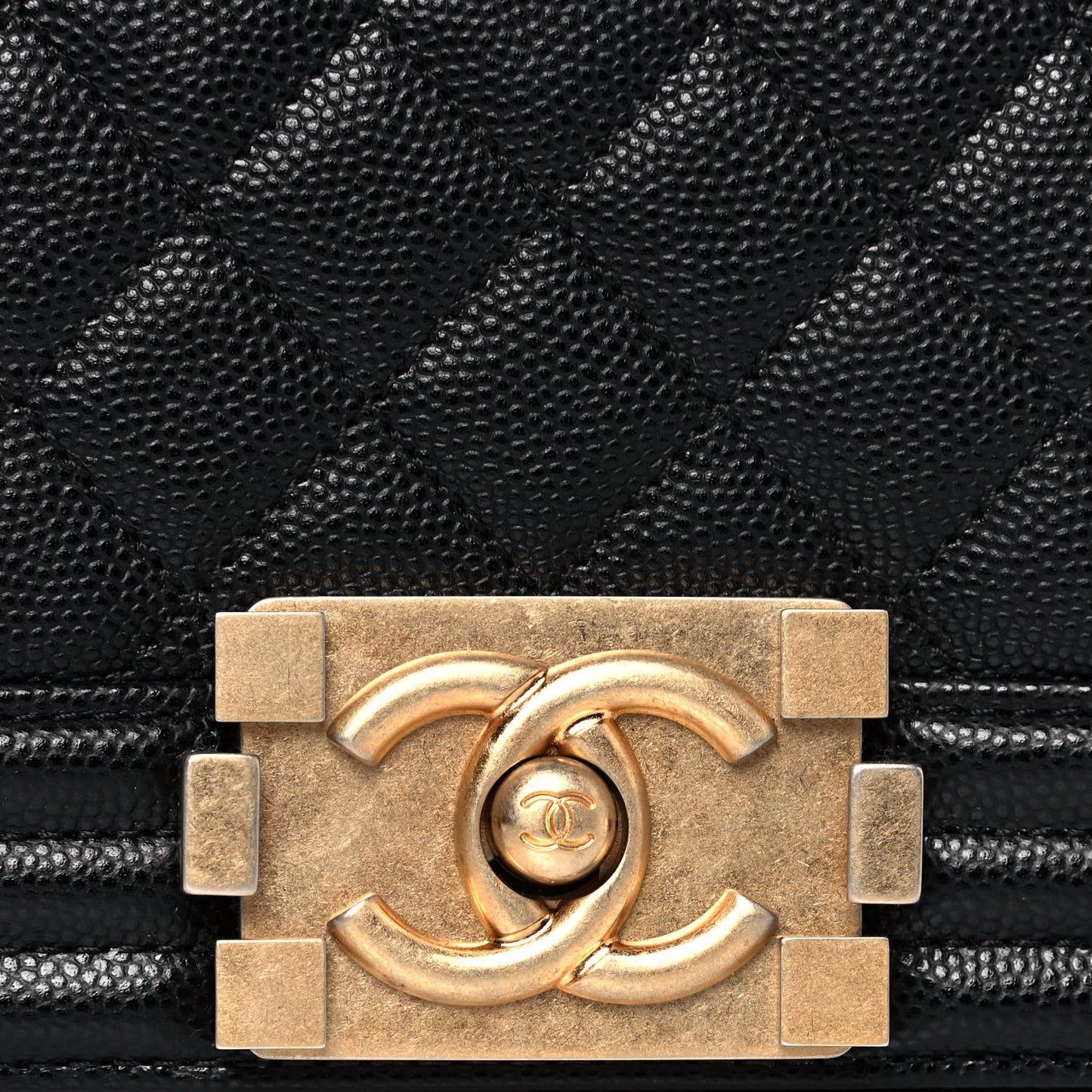 Caviar Quilted Small Boy Flap Black