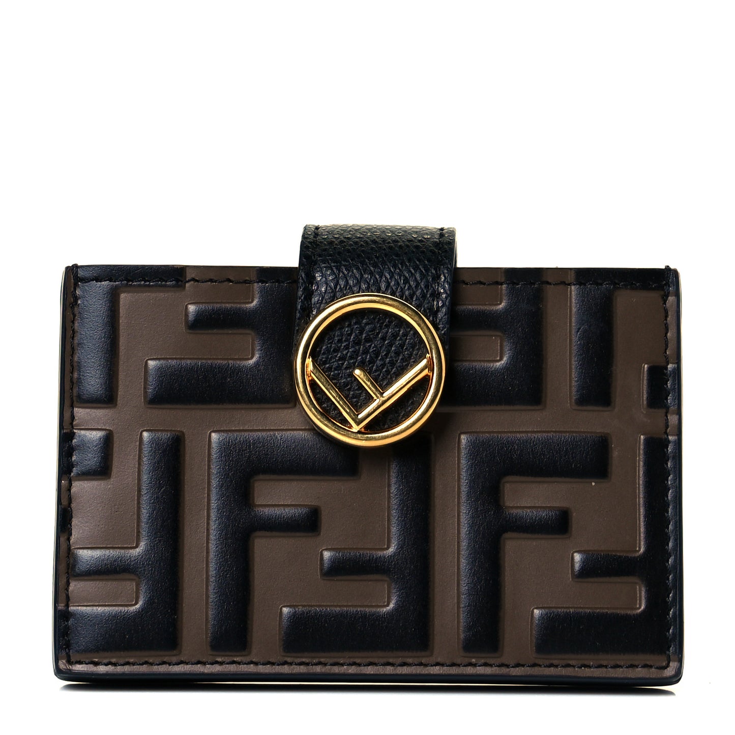 Vitello Cruise F is Fendi Bi-Color FF 1974 Embossed Gusseted Card Holder Maya Black