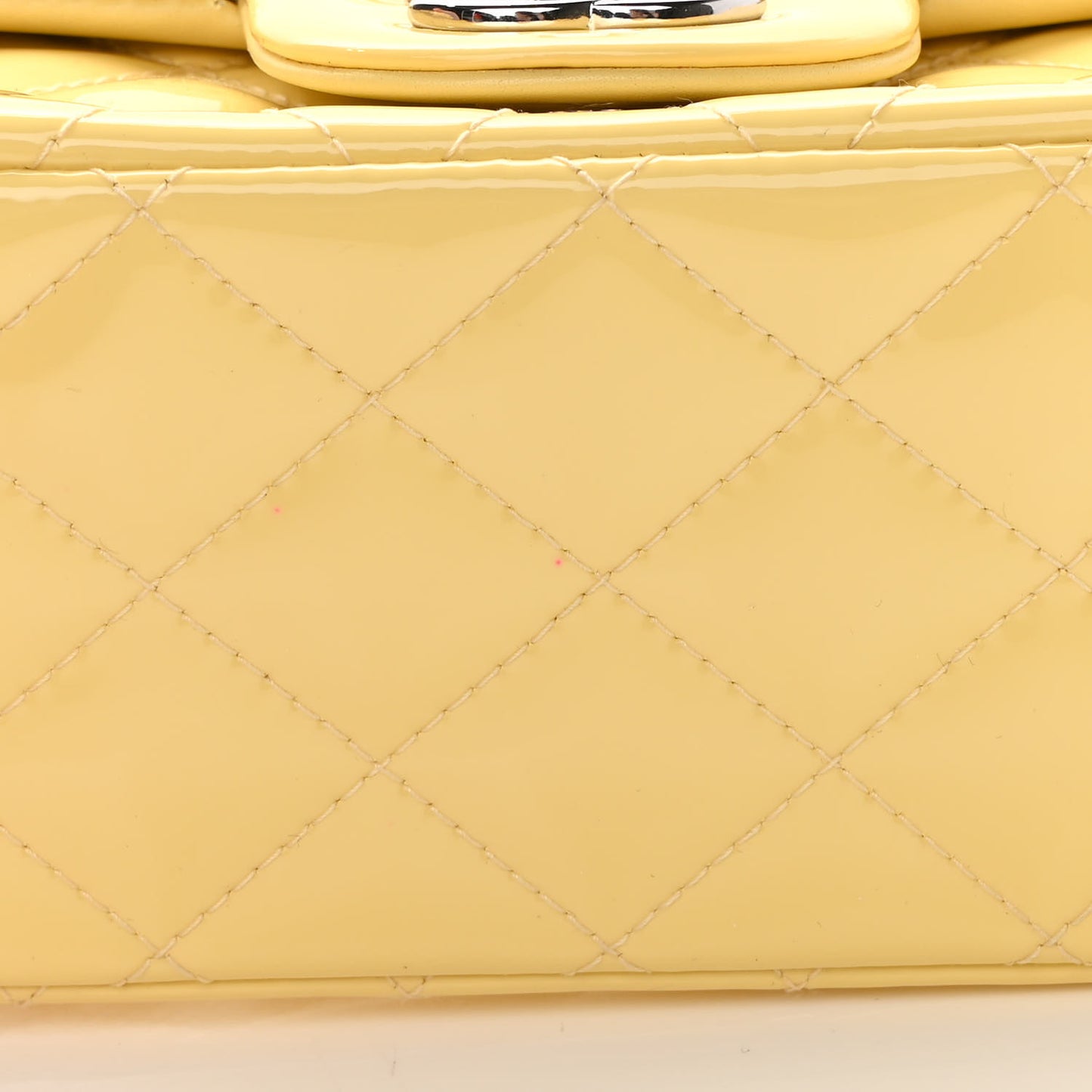 Patent Quilted Mini Square Flap Yellow