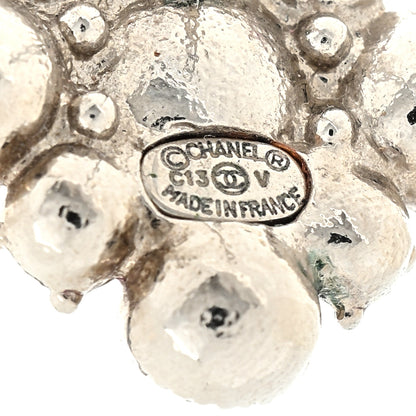 Chanel Crystal CC Flower Earrings Silver 4 of 4