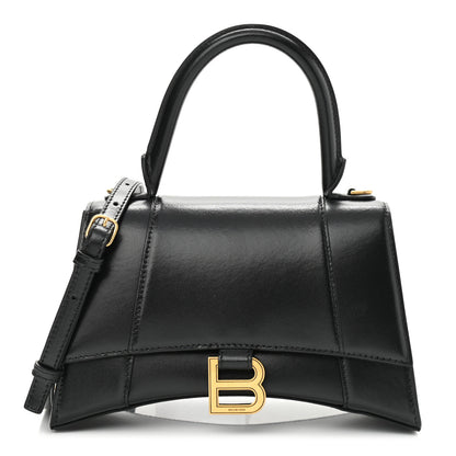 Balenciaga Shiny Box Calfskin Small Hourglass Top Handle Bag Black 1 of 11