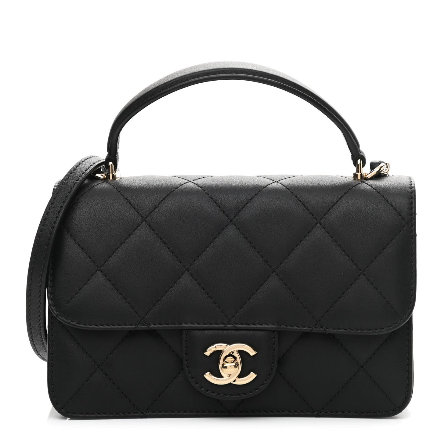 Calfskin Quilted Small Coco Lady Flap Black