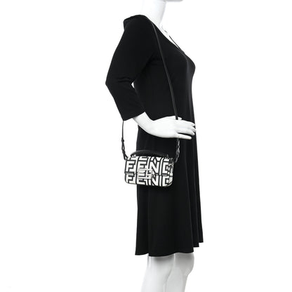 Fendi X MARC JACOBS Nappa Vitello King Logo Print Phone Baguette White Black 2 of 9