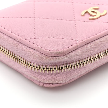 Chanel Iridescent Calfskin Quilted Zip Coin Purse Wallet Light Pink 13 of 16