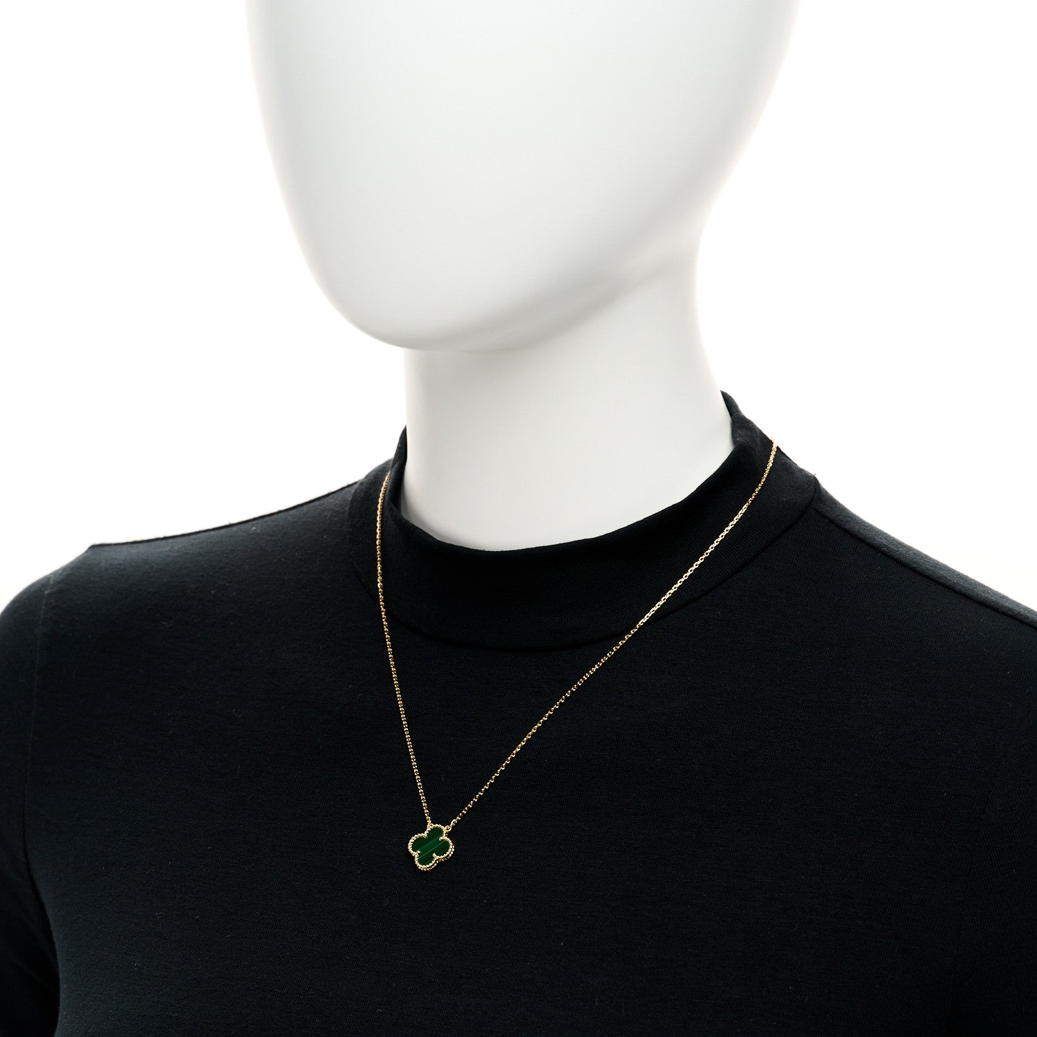 Van Cleef & Arpels 18K Yellow Gold Malachite Vintage Alhambra Pendant Necklace 2 of 6