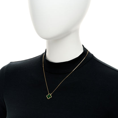 Van Cleef & Arpels 18K Yellow Gold Malachite Vintage Alhambra Pendant Necklace 2 of 6