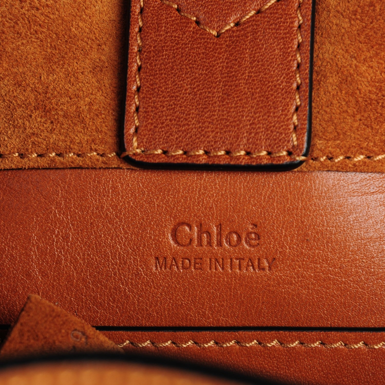 Chloe Suede Studded Small Inez Drawstring Bag Caramel 8 of 8
