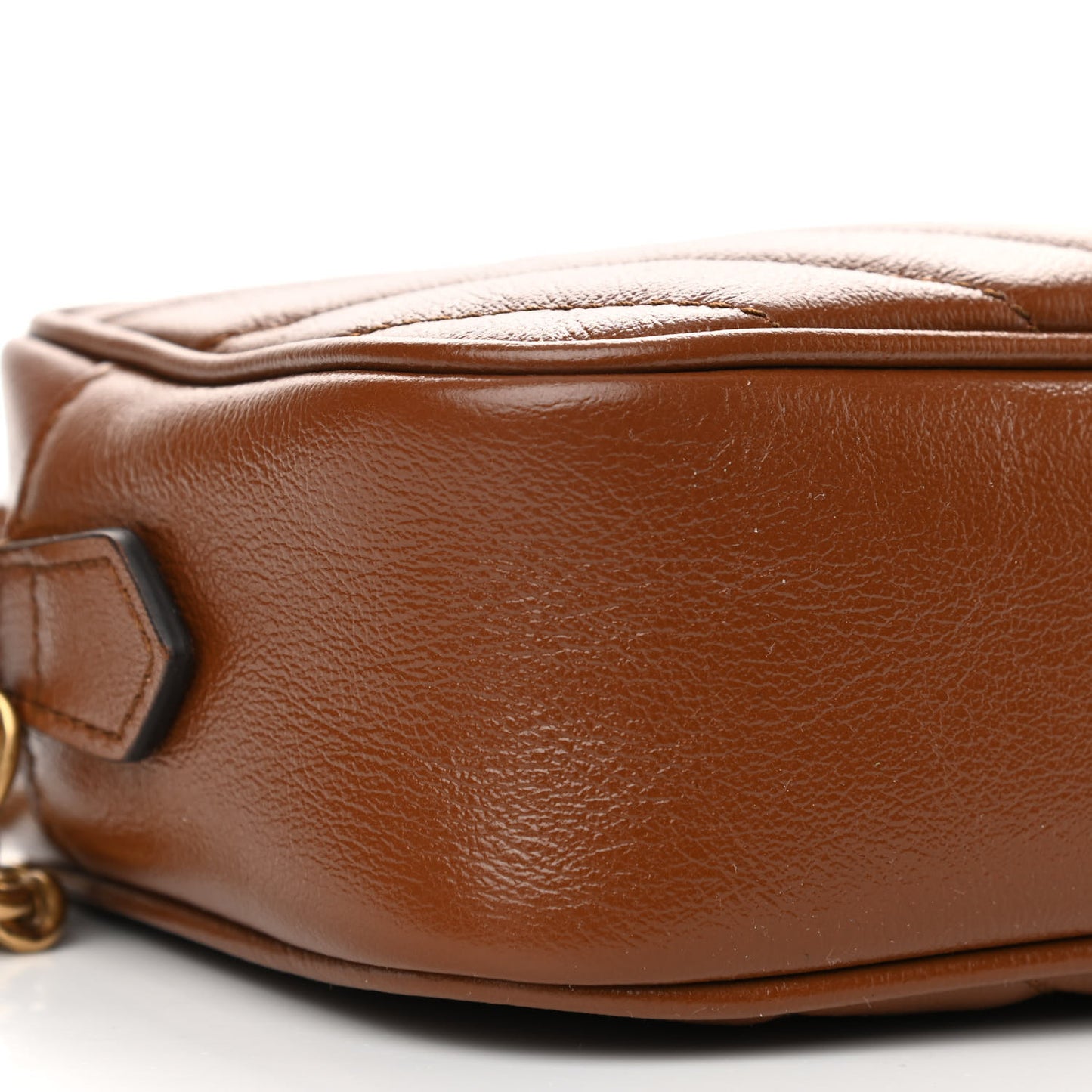 Glazed Calfskin Matelasse Diagonal Mini GG Marmont Chain Shoulder Bag Cuir