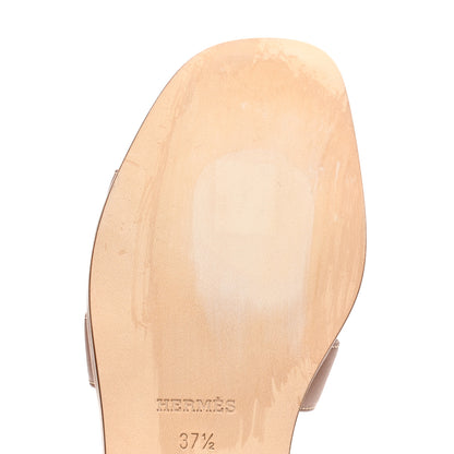 Hermes Box Calfskin Oran Sandals 37.5 Gold 9 of 9