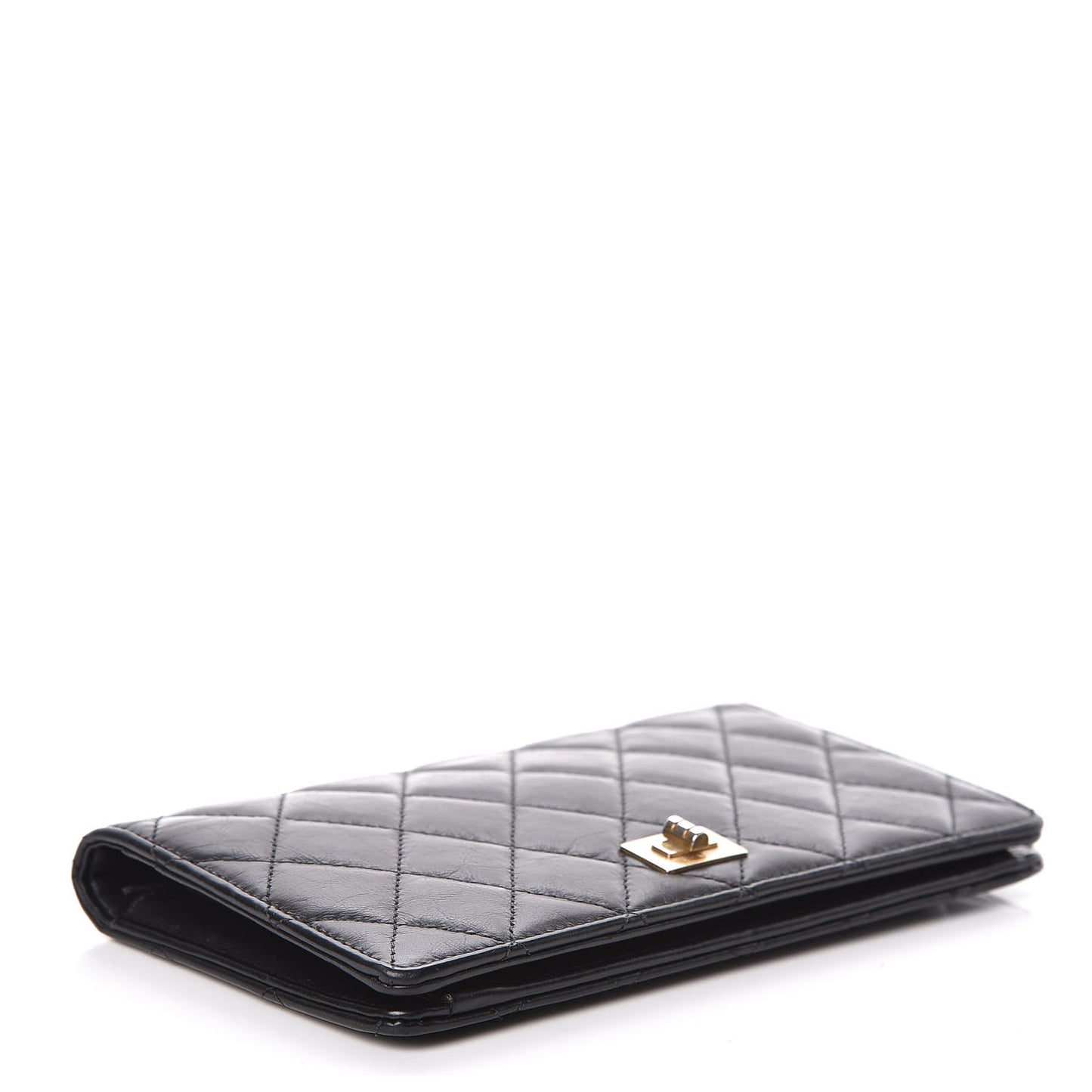 Aged Calfskin Quilted Reissue Yen Wallet Black