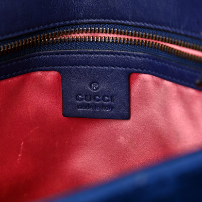 Gucci Velvet Matelasse Medium GG Marmont Shoulder Bag Cobalt Blue 6 of 14