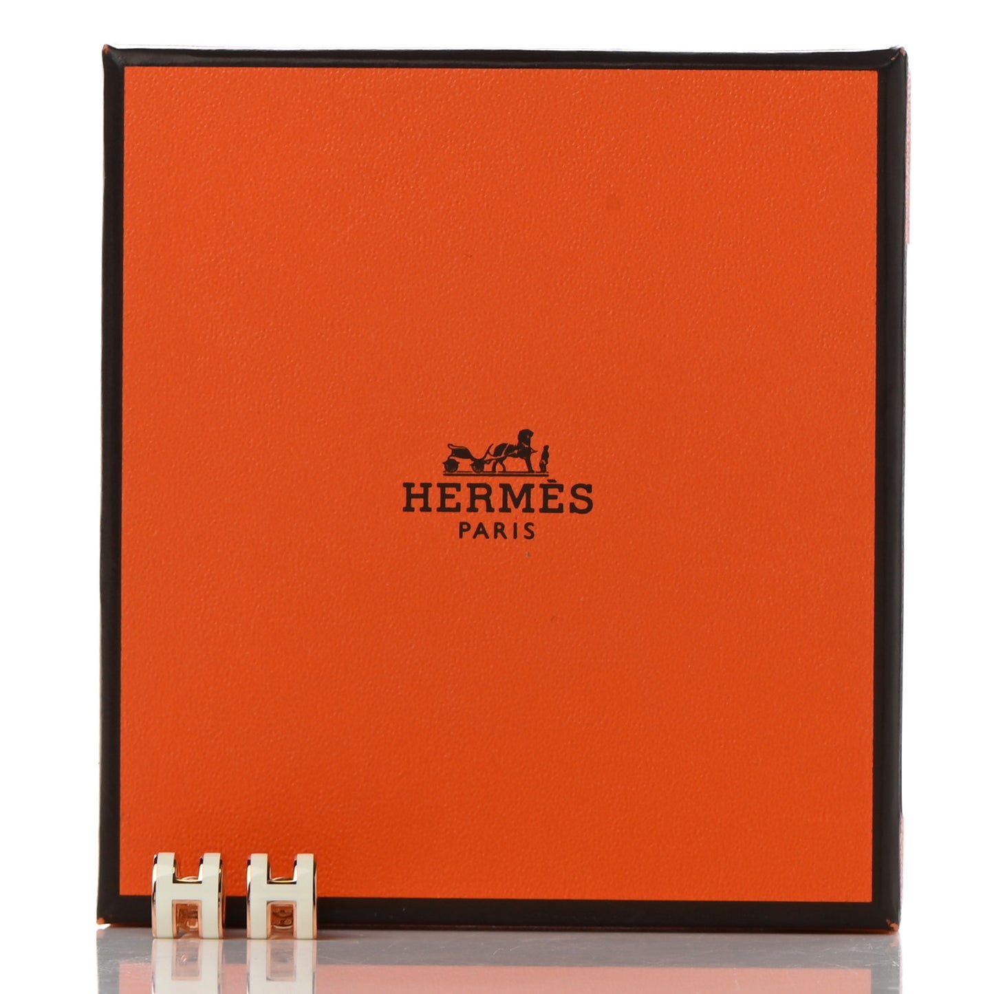 Rose Gold Lacquered Mini Pop H Earrings White