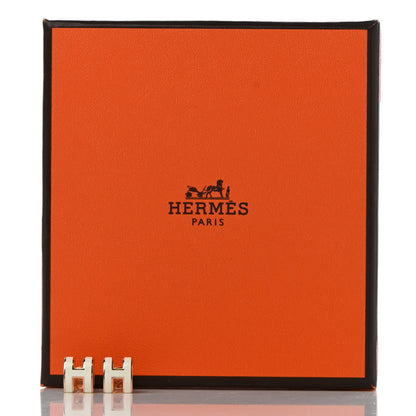 Hermes Rose Gold Lacquered Mini Pop H Earrings White 8 of 8
