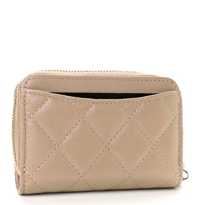 Chanel Iridescent Caviar Quilted Zip Around Coin Purse Beige 3 of 9