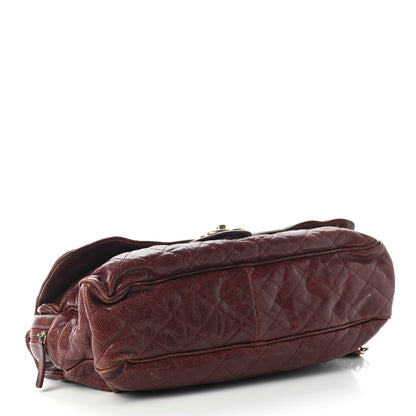 Chanel Crumpled Grained Calfskin Quilted Maxi Shiva Flap Bordeaux 4 of 11