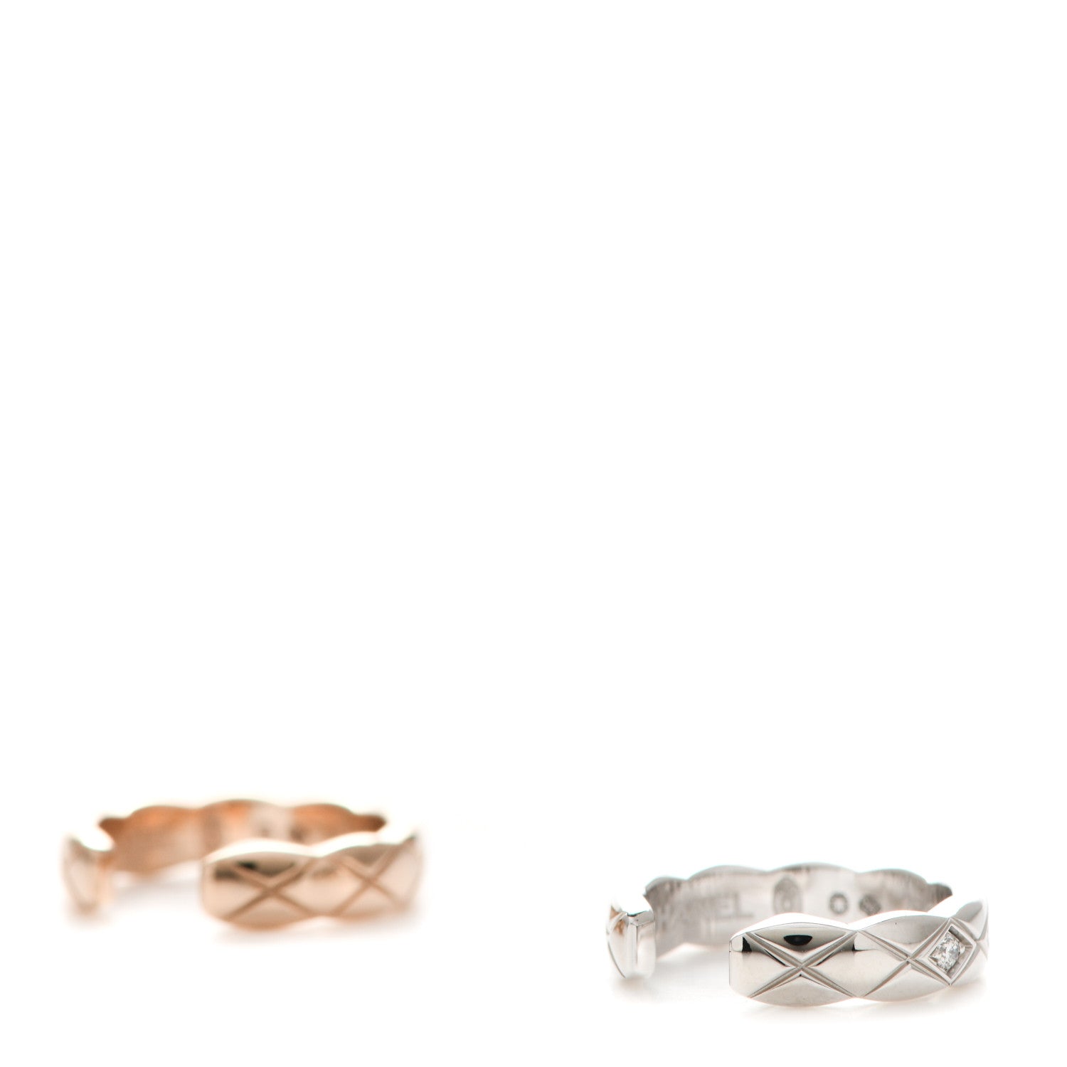Chanel 18K Beige White Gold Diamond Coco Crush Ear Cuff Earrings 3 of 7