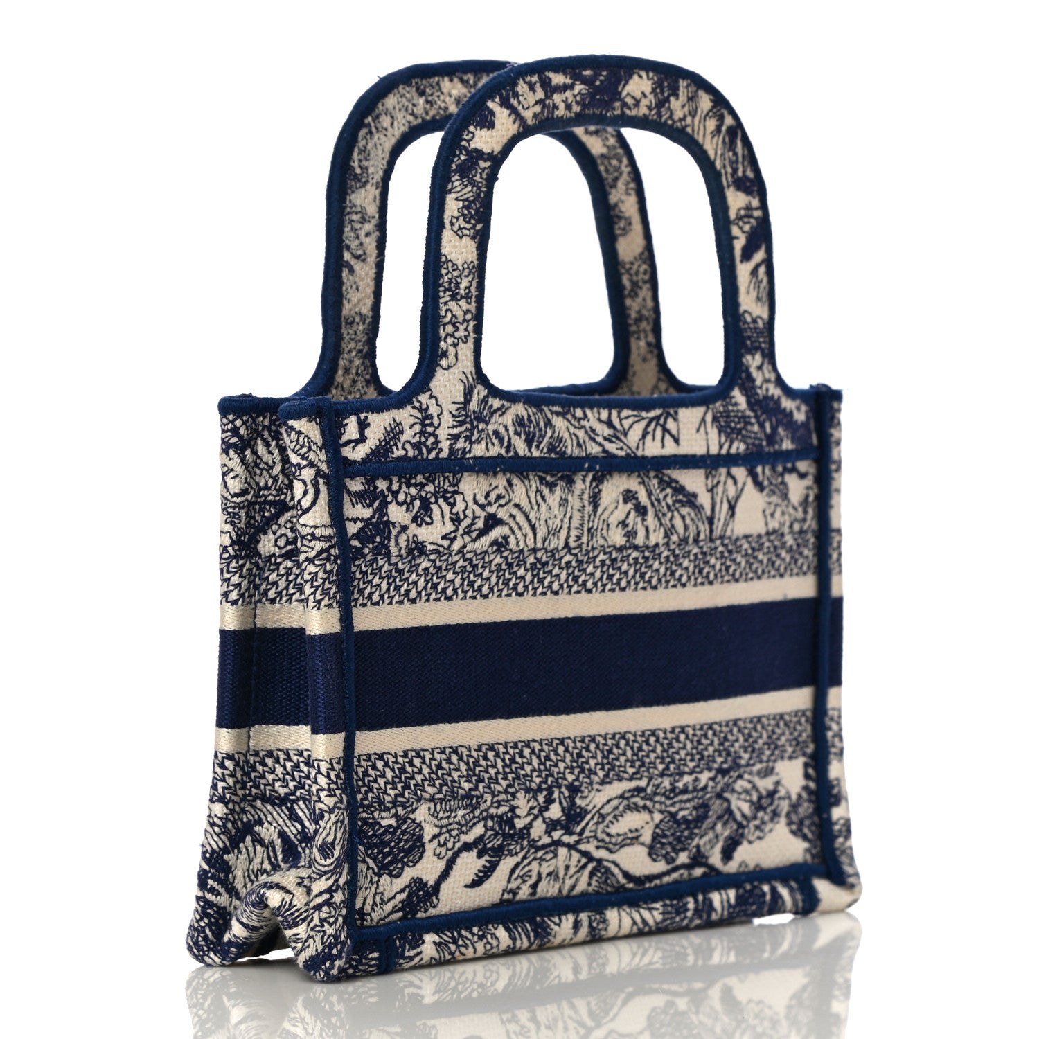 Christian Dior Canvas Embroidered Mini Toile De Jouy Book Tote Blue 2 of 10