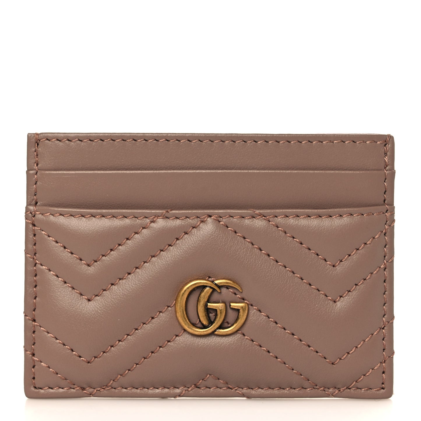 Calfskin Matelasse GG Marmont Card Holder Porcelain Rose