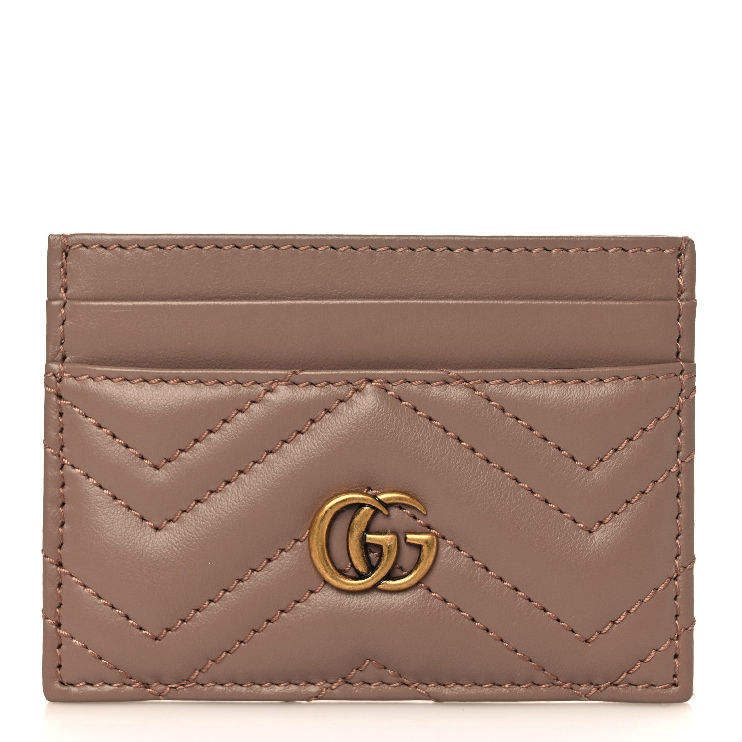 Gucci Calfskin Matelasse GG Marmont Card Holder Porcelain Rose 1 of 6
