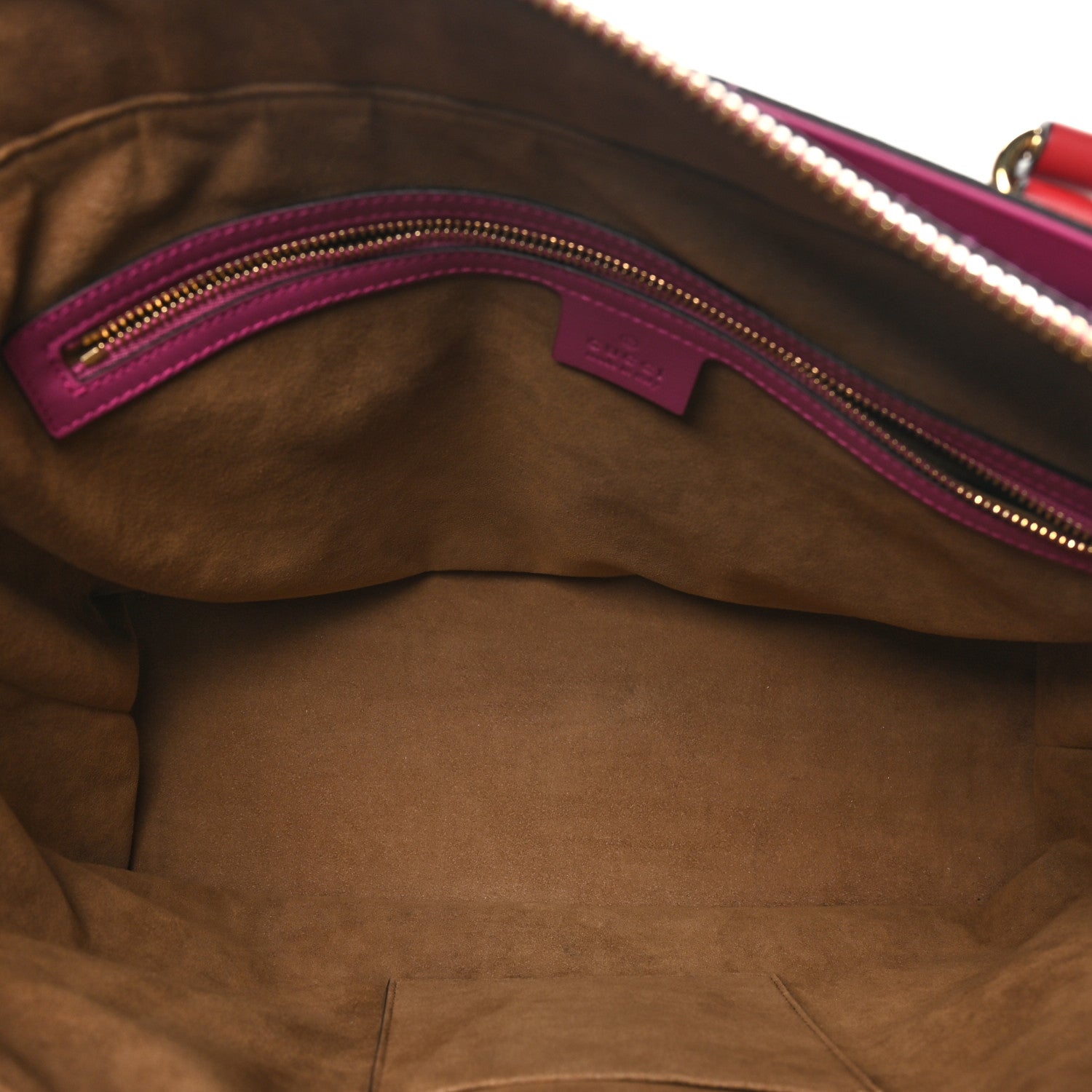 Gucci GG Supreme Monogram Medium Zippered Bucket Tote Beige Hibiscus Red New Rosette 5 of 11
