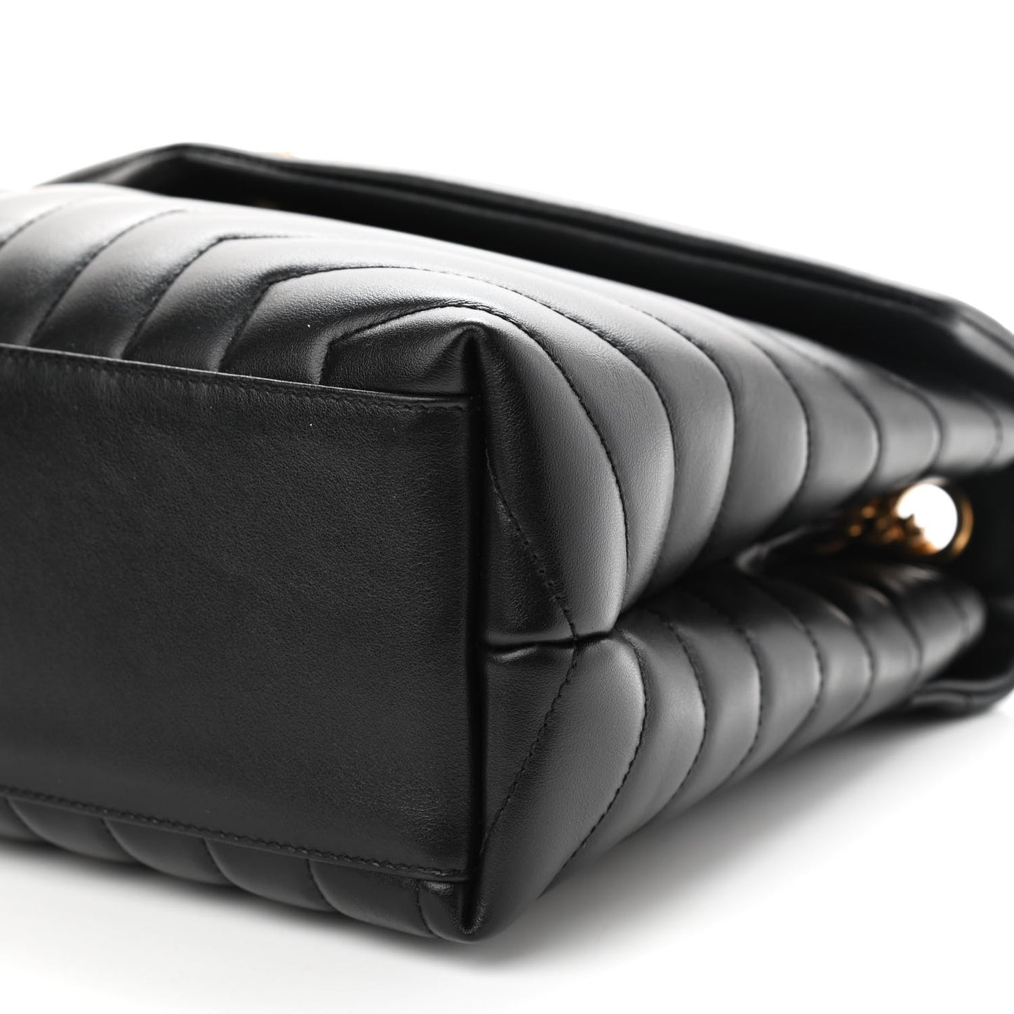 Calfskin Y Quilted Monogram Medium Loulou Chain Satchel Black