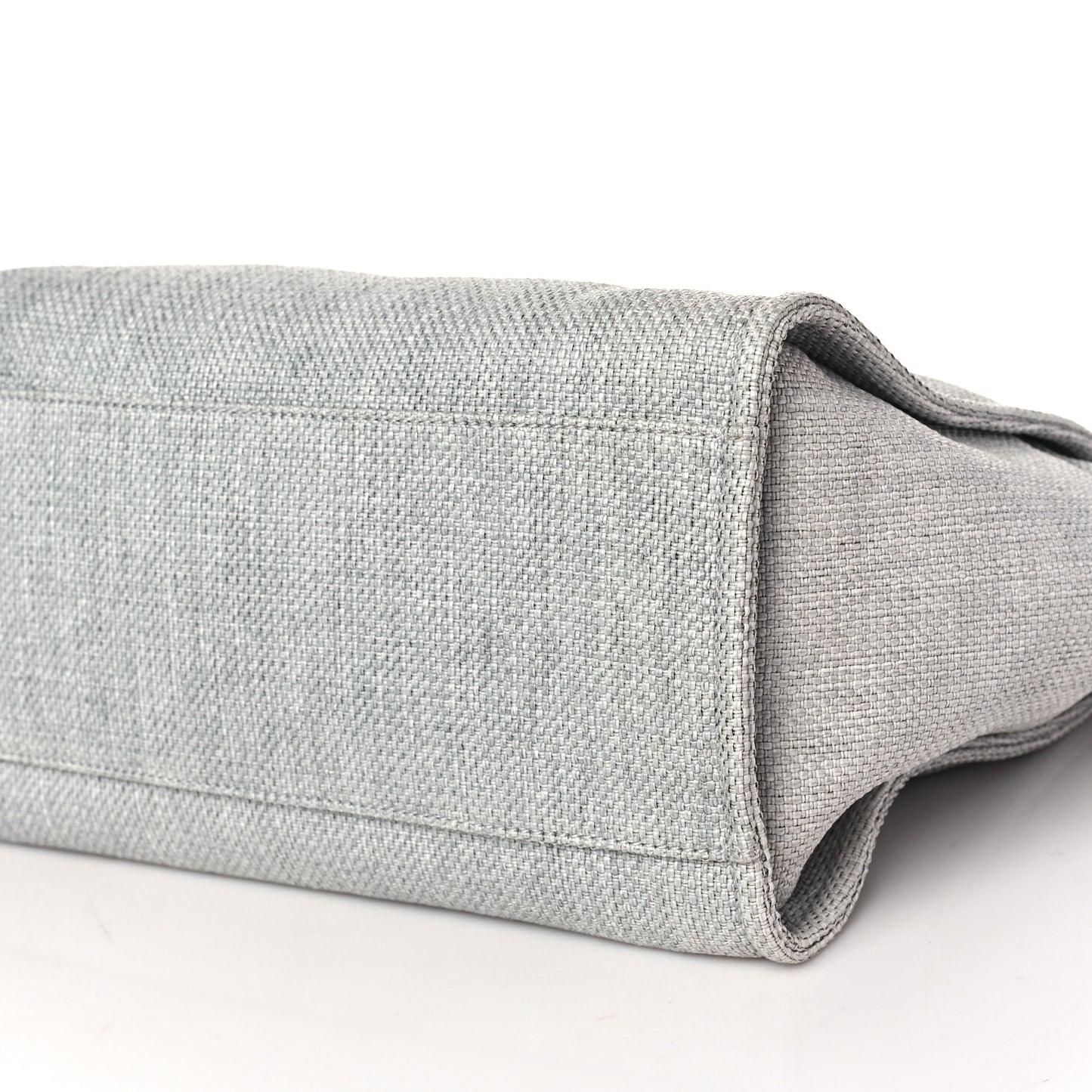 Woven Straw Raffia Medium Deauville Tote Grey