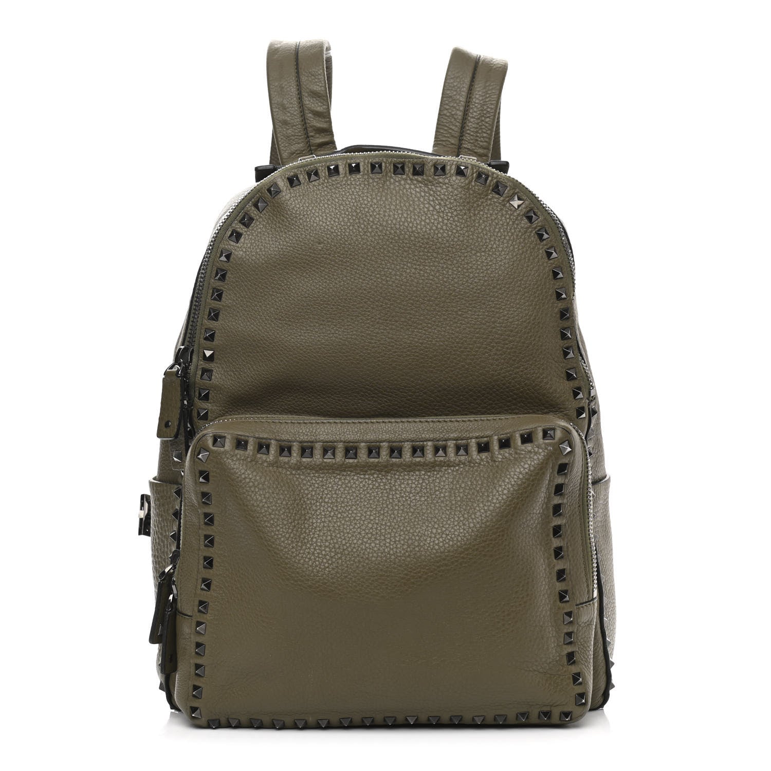 Valentino Garavani Grained Calfskin Medium Rockstud Backpack Army Green 1 of 18