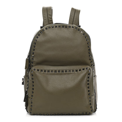 Valentino Garavani Grained Calfskin Medium Rockstud Backpack Army Green 1 of 18