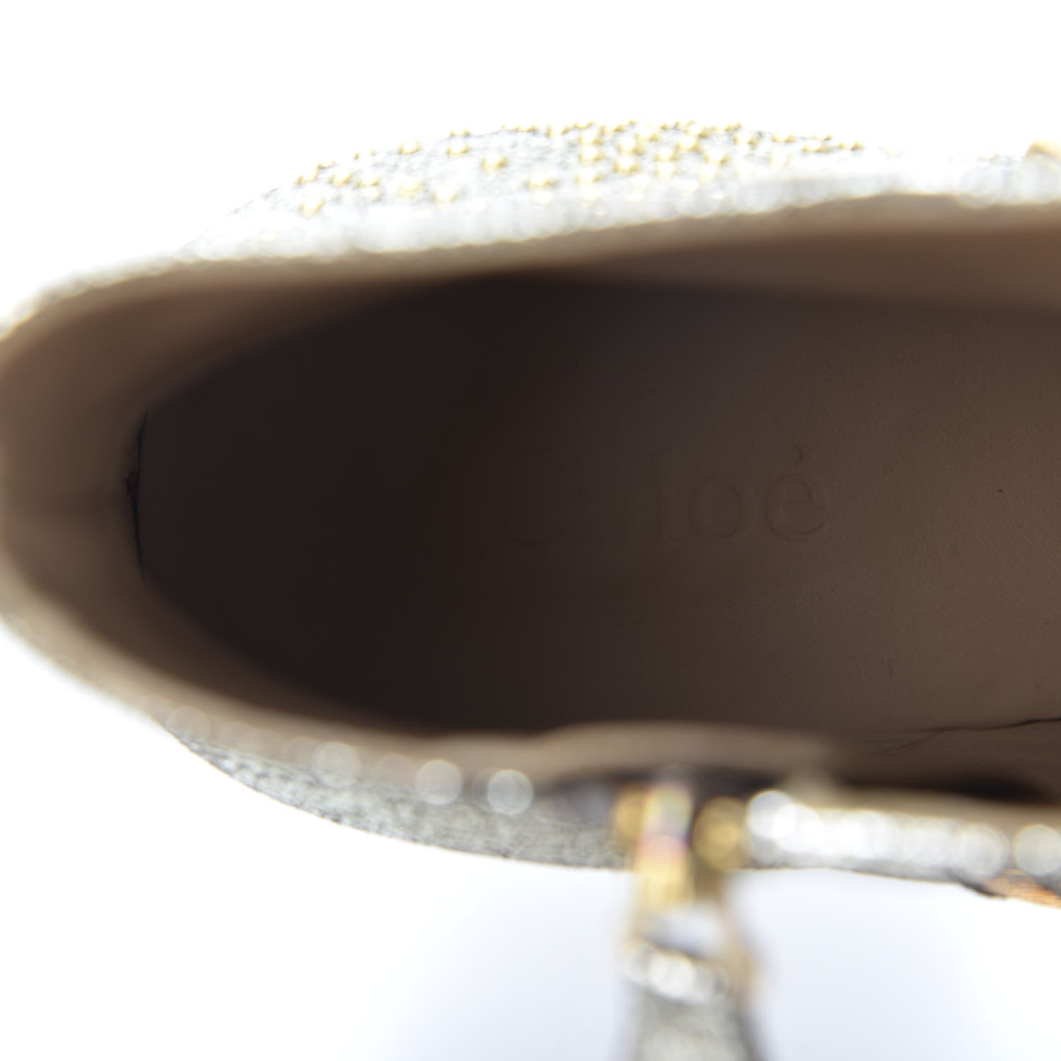 Chloe Metallic Nappa Sheepskin Studded Susanna Ankle Boots 36 Gold 7 of 9